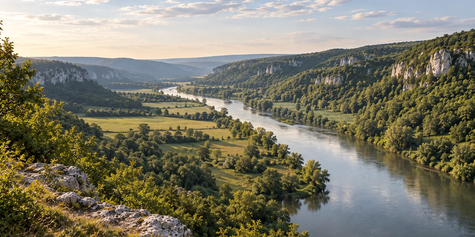 Die Altmühl unter den Jurafelsen des Altmühltals