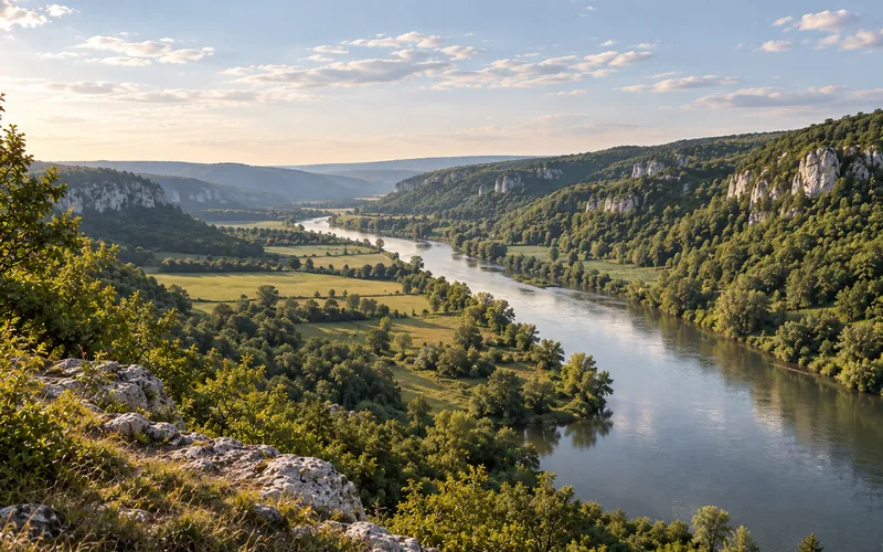 Die Altmühl unter den Jurafelsen des Altmühltals
