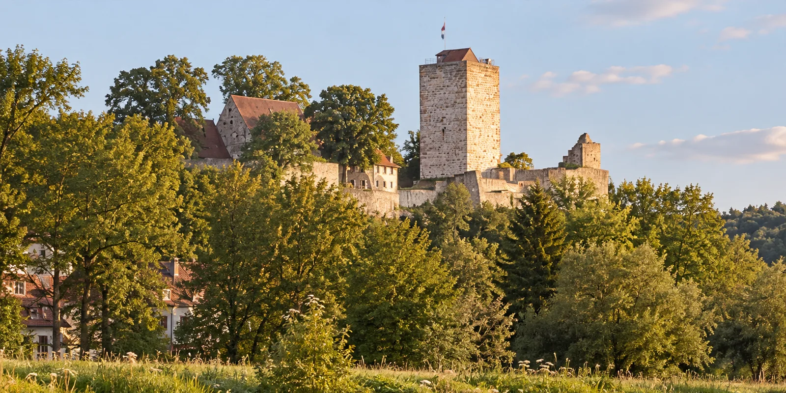 Die Burg Pappenheim über der Flussschleife