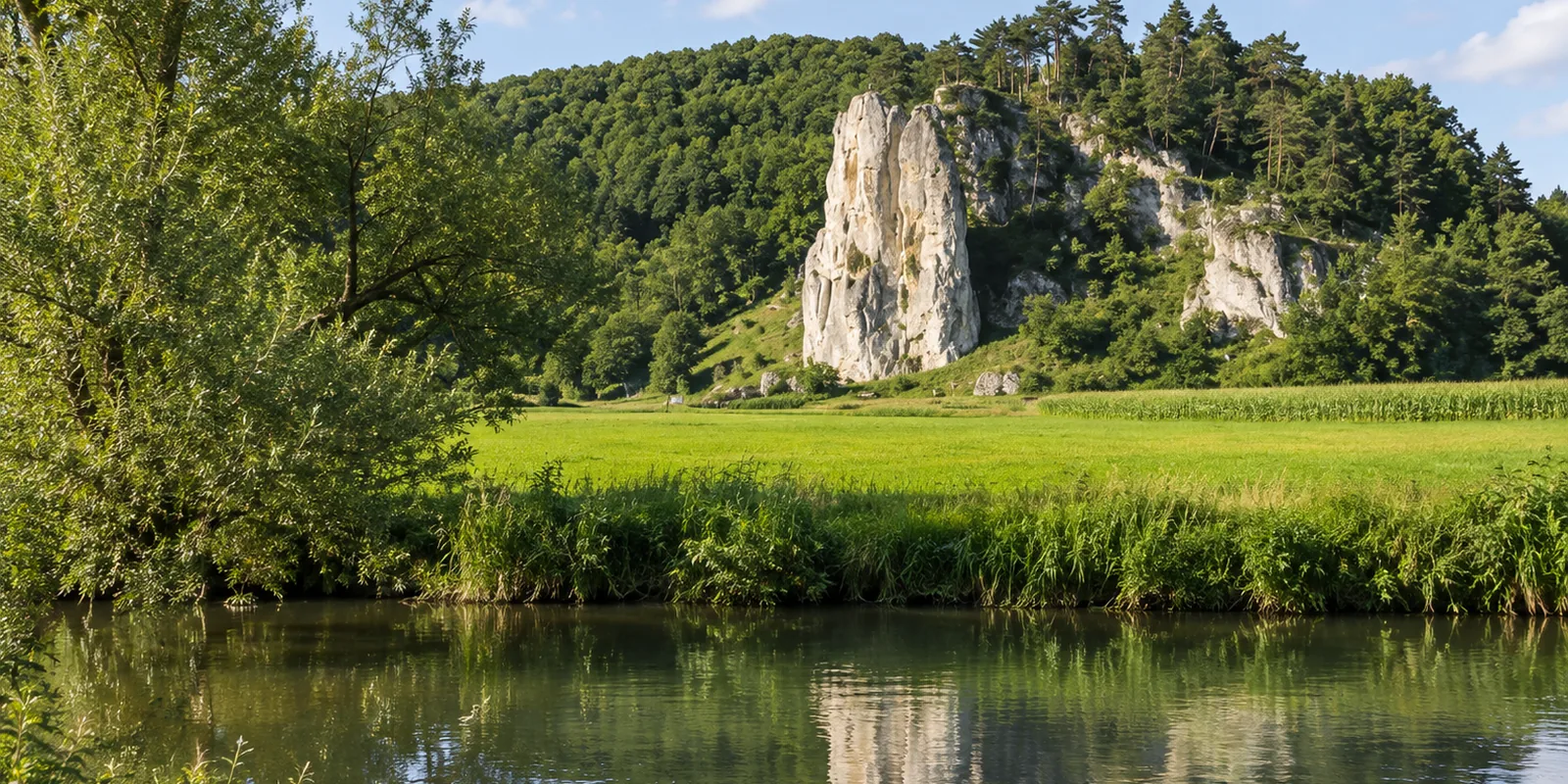 Der Burgsteinfelsen über Dollnstein im engen Altmühltal