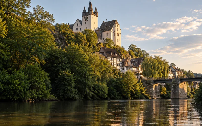 Das Grafenschloss Diez über der Flussbiegung