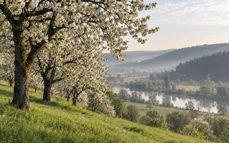 Kirschblüte über dem Werratal
