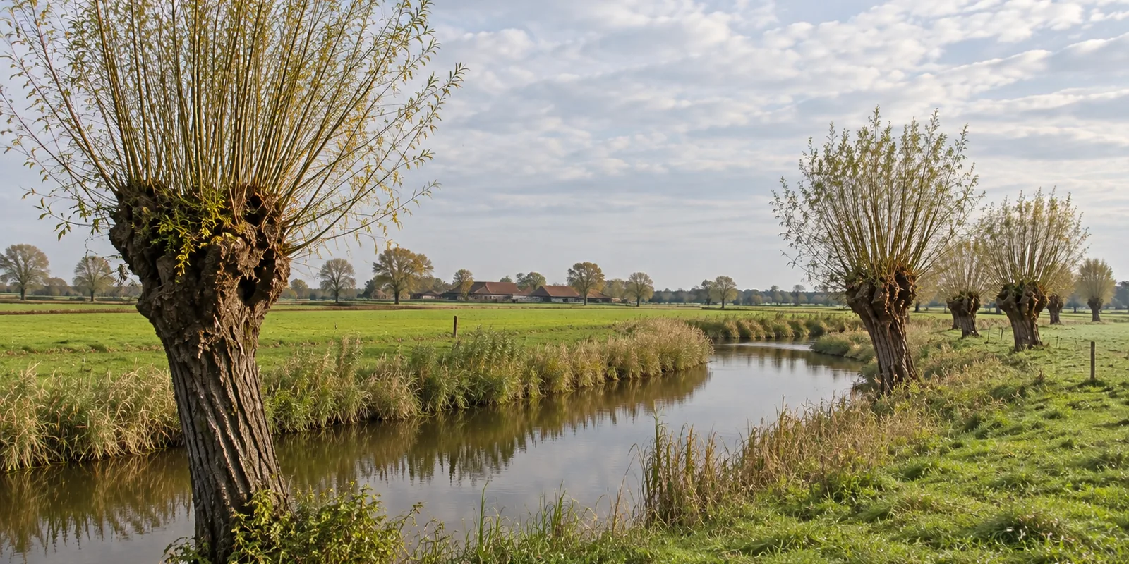 Die Niers zwischen Kopfweiden und Wiesen am Niederrhein