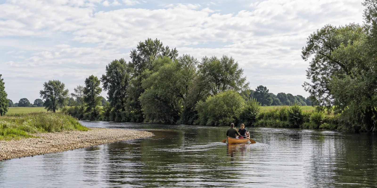 Die obere Lahn mit Kiesbank und offenen Wiesen