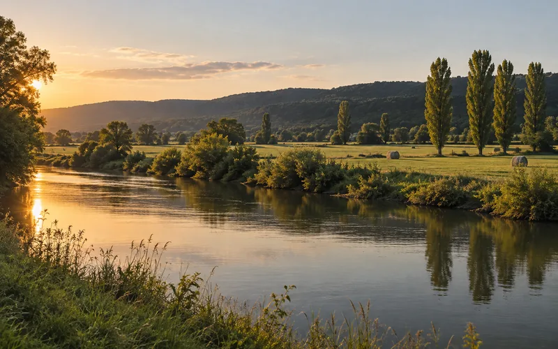 Die Ruhr im offenen Tal unterhalb von Schwerte