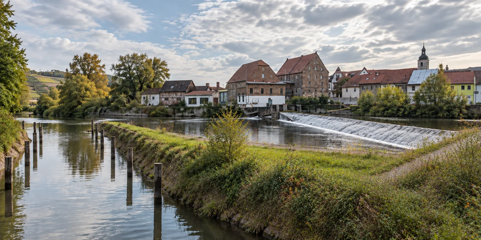 Wehr mit Bootsgasse an der Unstrut