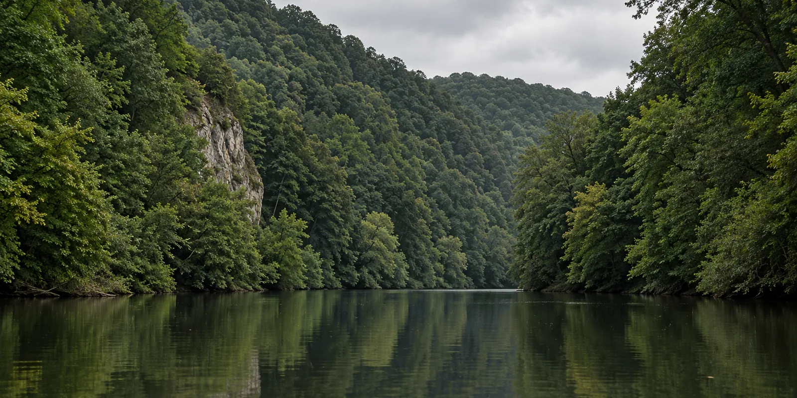 Die untere Lahn im engen bewaldeten Tal